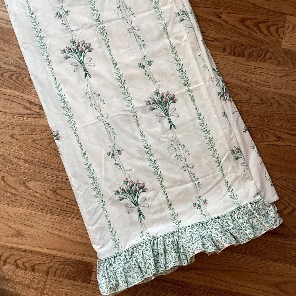 NEW! Atelier Martex Pelham Rose FULL FLAT SHEET Ruffled Trim COTTAGECORE CLASSIC